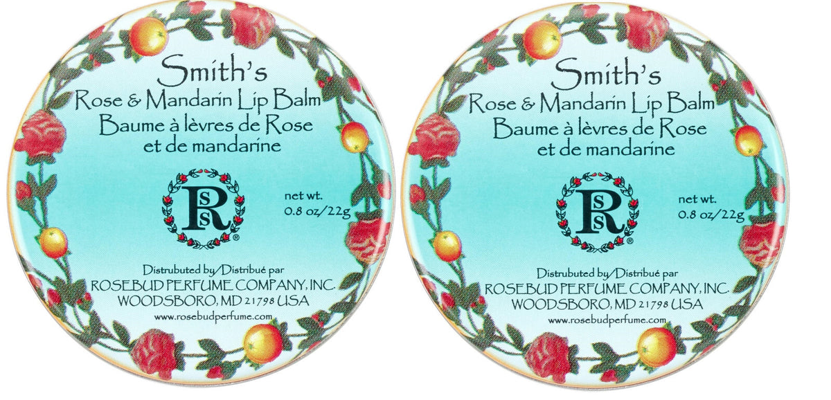 Lip Balm Set - Rose & Mandarin Fragrance, Natural Moisturizer, 2 Tins
