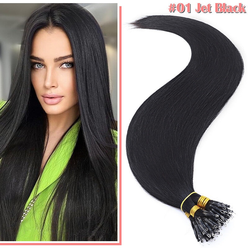 Nano Ring Hair Extensions Set - Real Remy Human Hair Full Head Thick 150g