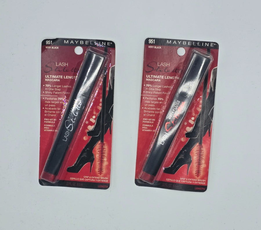 (2 Pack) Lengthening Mascara with Full Coverage Brush - Very Black