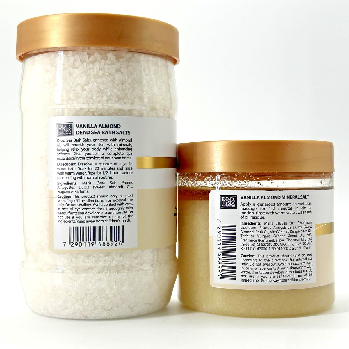 Dead Sea Vanilla Almond Bath Salts (34.2 oz) &Mineral Salt Scrub
