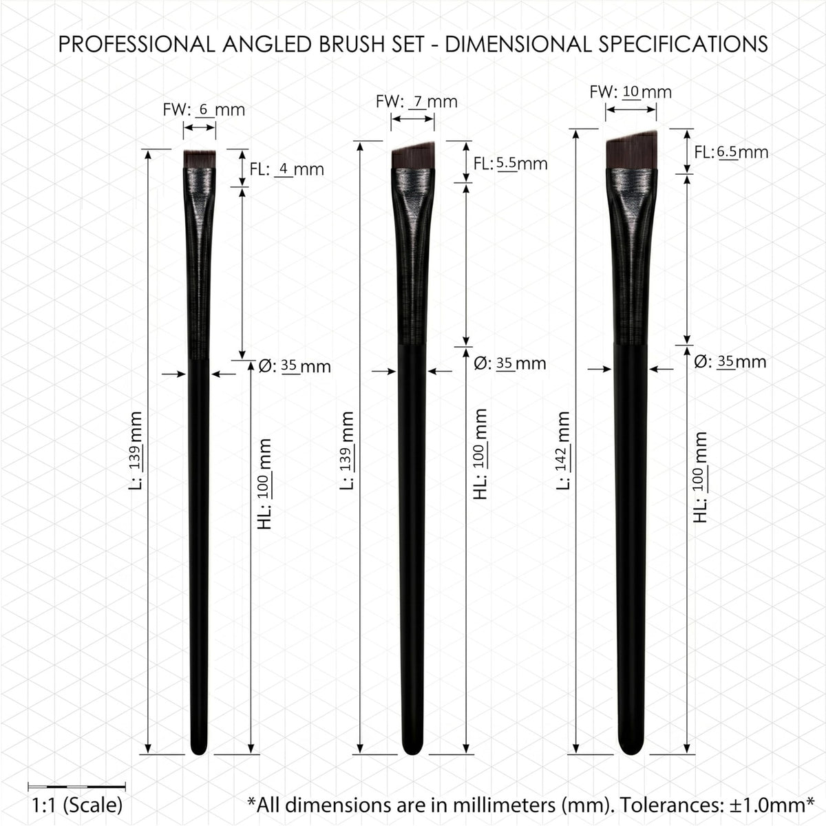 Angled Eyeliner & Brow Brush Set for Micro Strokes - Precision Eyebrow Tint & Eye Shadow Applicators