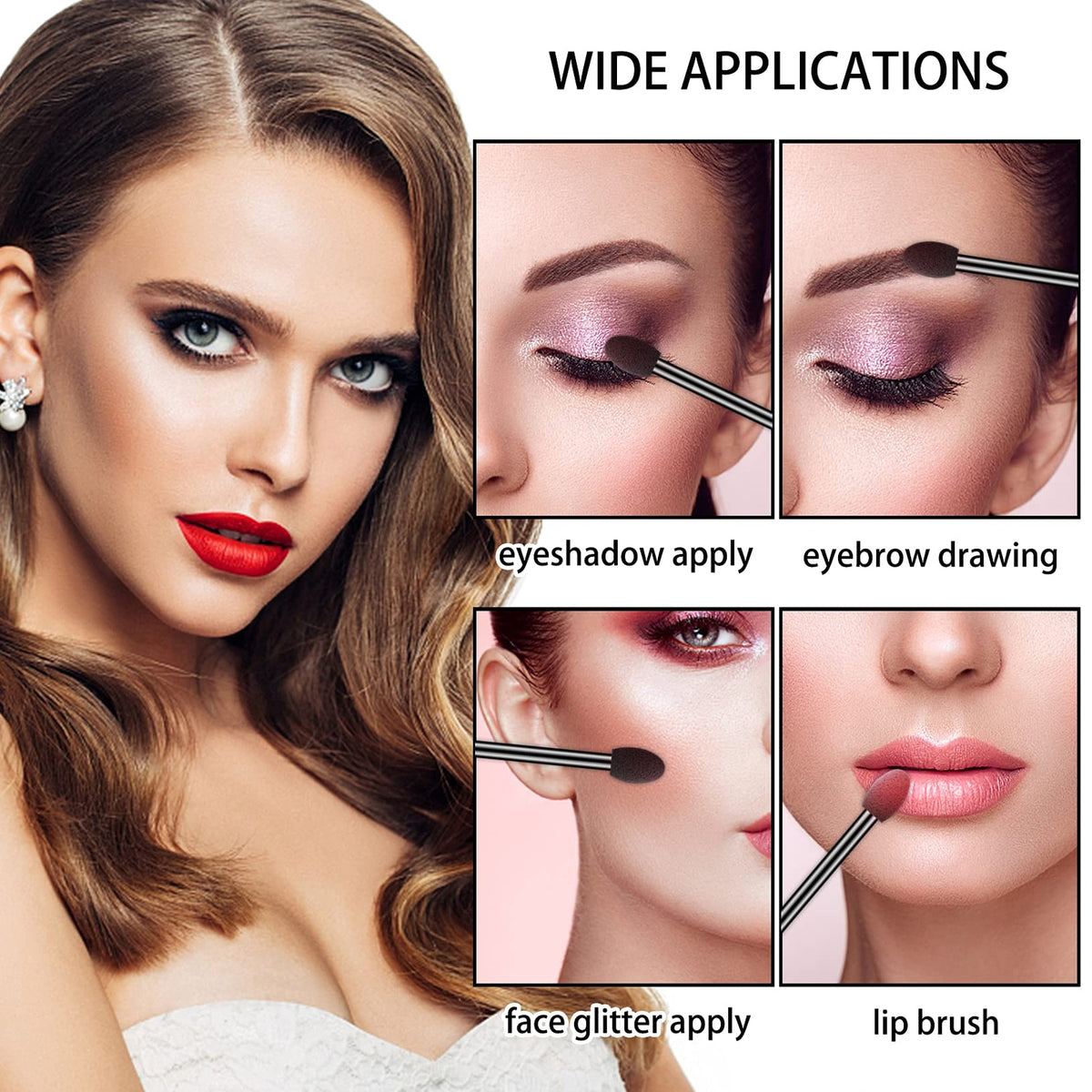 Disposable Eyeshadow Sponge Brushes 100 Pcs Dual Sided Makeup Applicators