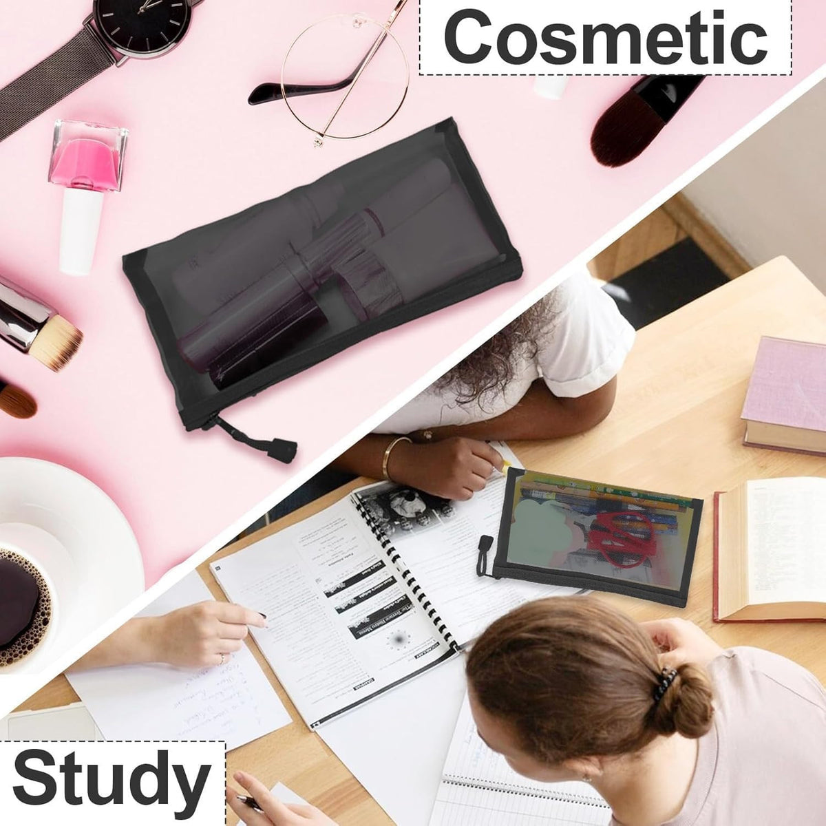 Mesh Makeup Bags with Zipper - Small Nylon Travel Cosmetic Pouches