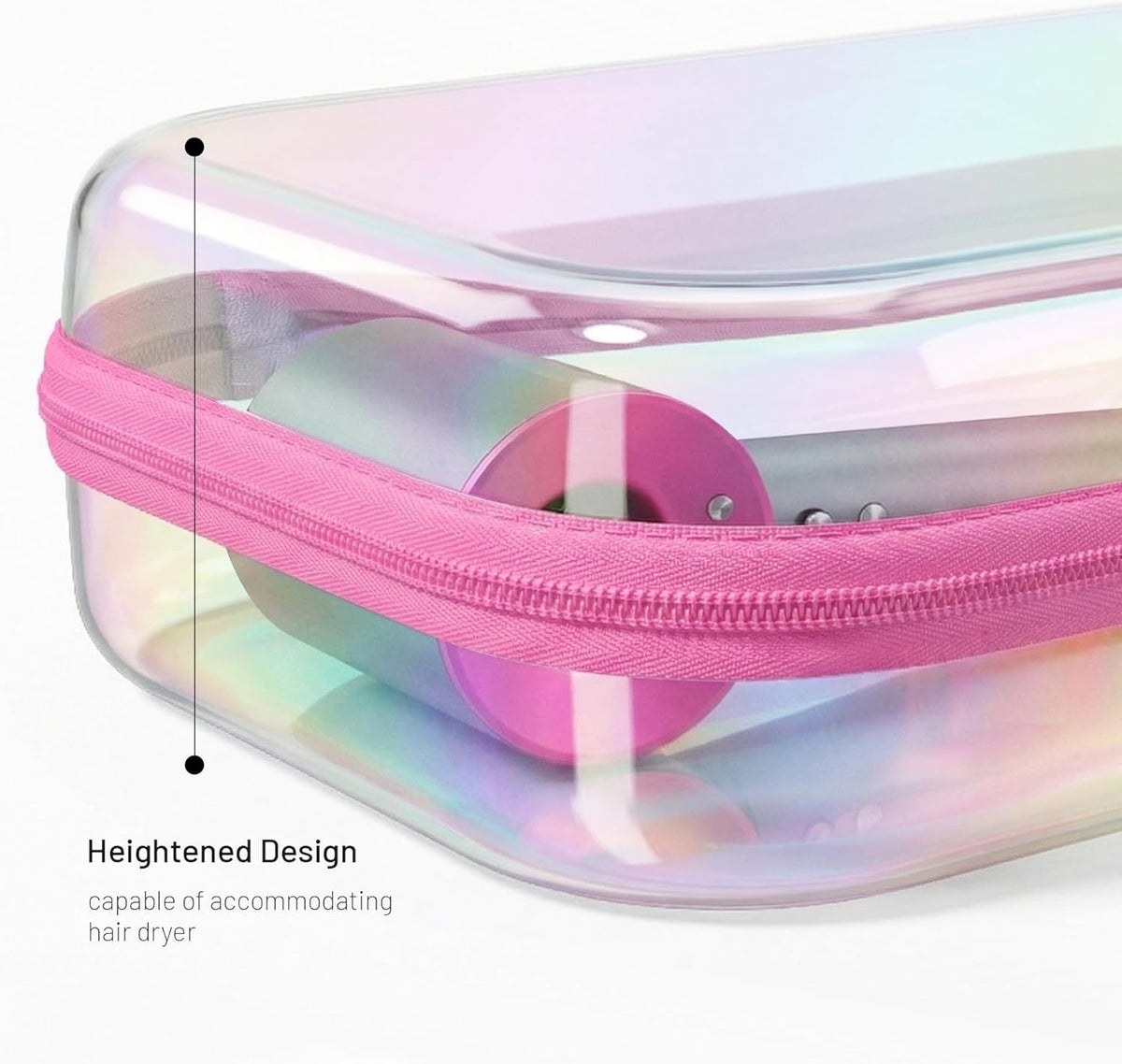 Clear Hard Shell Makeup & Toiletry Bag Set - Iridescent Waterproof Travel Organizer, Large Capacity, 2 Pieces