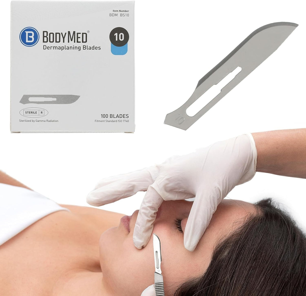 Dermaplaning Blades #10 Stainless Steel 100 pcs - Disposable Skin Exfoliation Tools