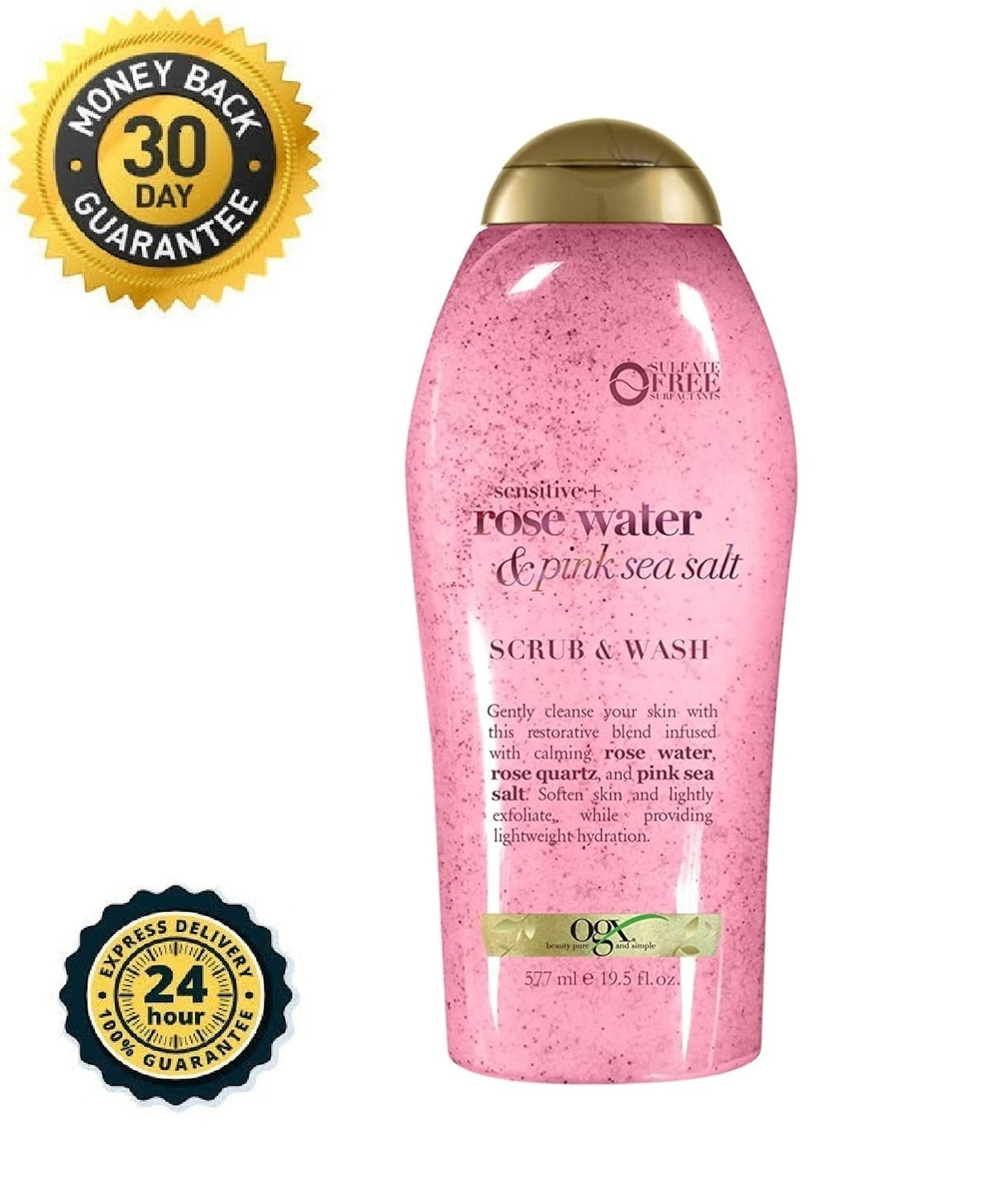 OGX Sensitive + Pink Sea Salt & Rosewater Sulfate-Free Soothing Body