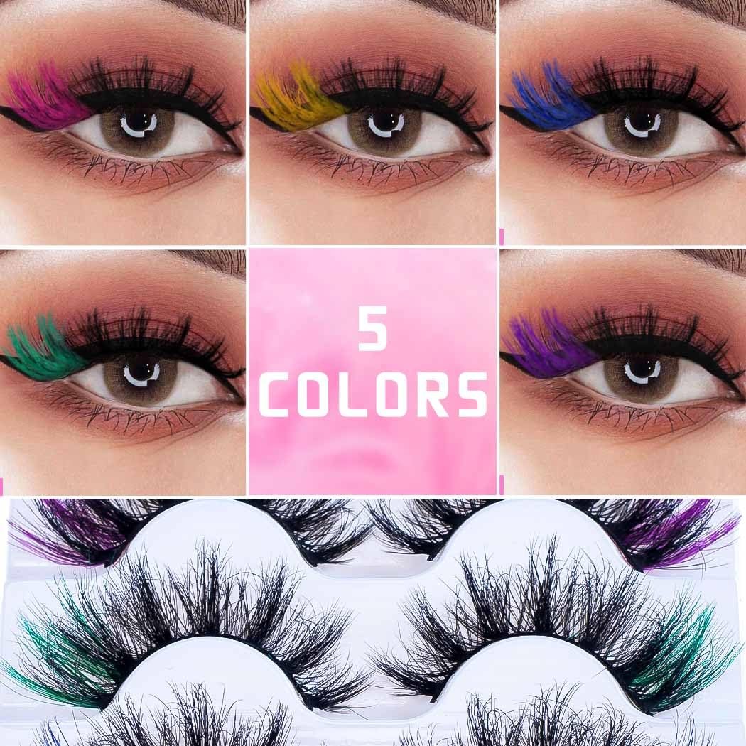 Colorful False Mink Eyelash Set with D Curl - Fluffy & Reusable