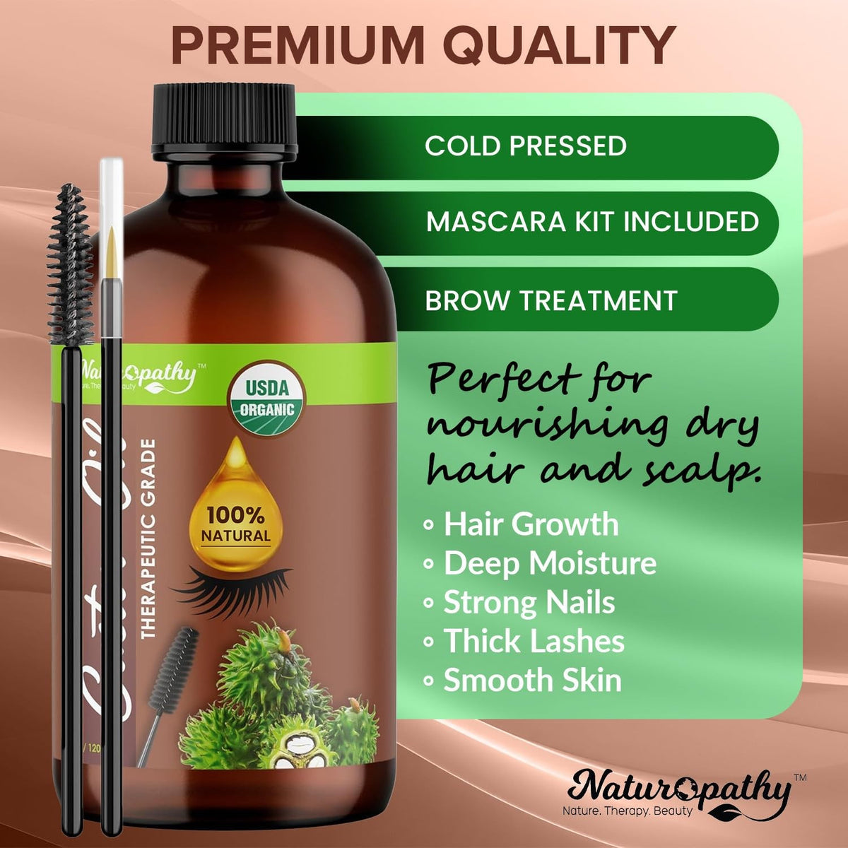 USDA Organic Castor Oil 4oz - Pure Natural Hair & Skin Moisturizer