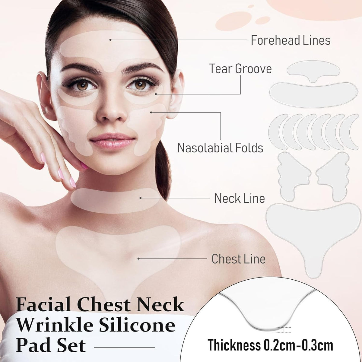 32 Pcs Reusable Silicone Face Mask & Anti-Wrinkle Patch Set