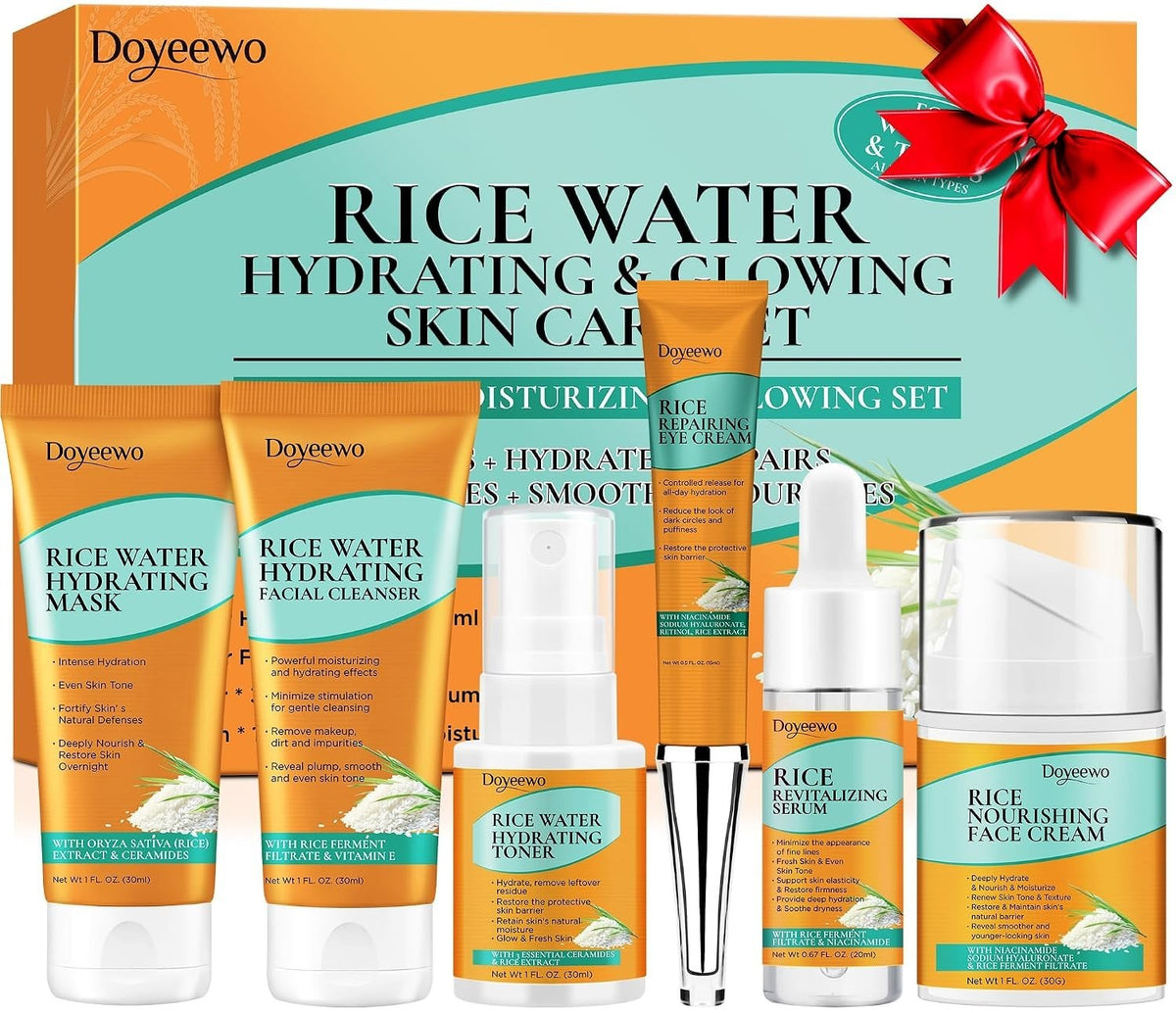 All-in-One Facial Care Set with Rice Extract for All Skin Types - 6 Pieces