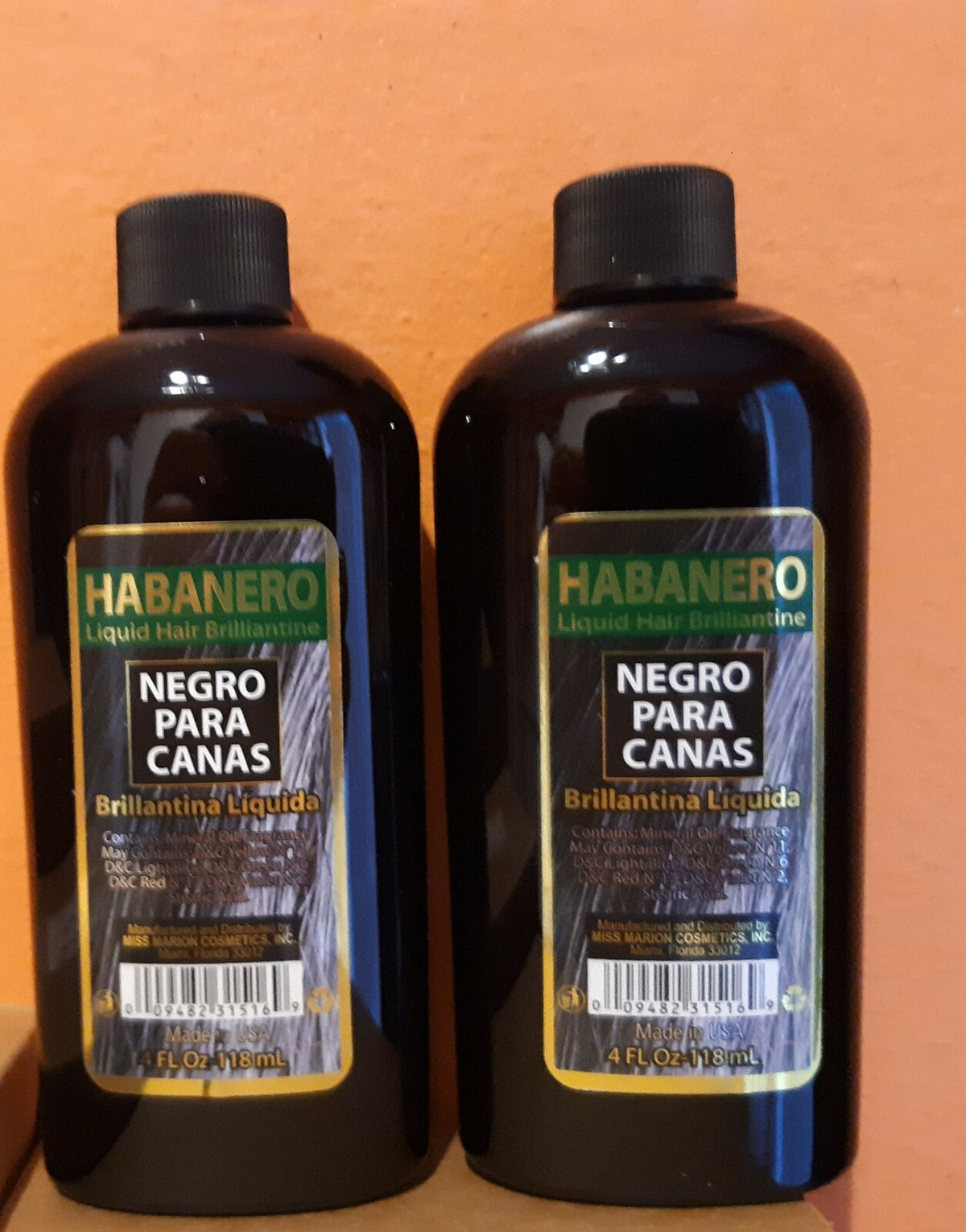 Habanero Liquid Hair Brillantine Negro Para Las Canas - 2 Pack