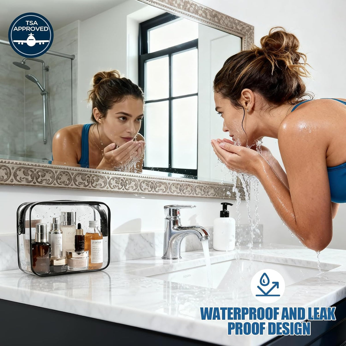 Clear TSA Approved Travel Toiletry Bag 2 Pack - Waterproof & Visible