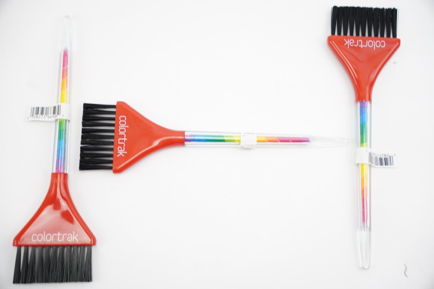 Rainbow Hair Color Brush Set with Soft Black Bristles - 3 Pack