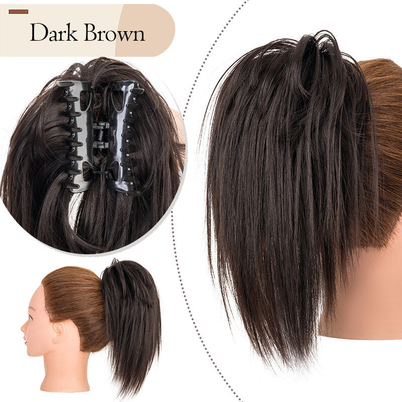 Messy Bun Scrunchie Hair Ponytail Claw Clip Updo Extensions - Thick Ombre