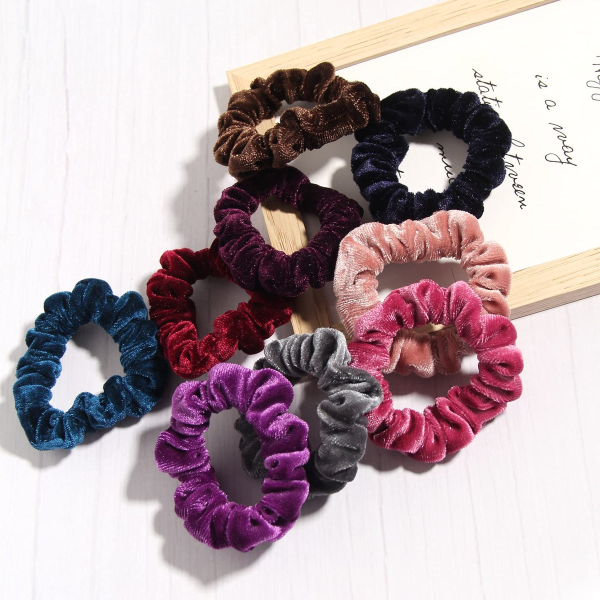 Pack of 10 Small Velvet Scrunchies for Women Count (Pack 1), Mix