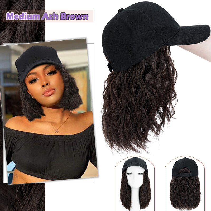 Adjustable Baseball Cap Wig with Hair Piece - Short Long Synthetic Hair