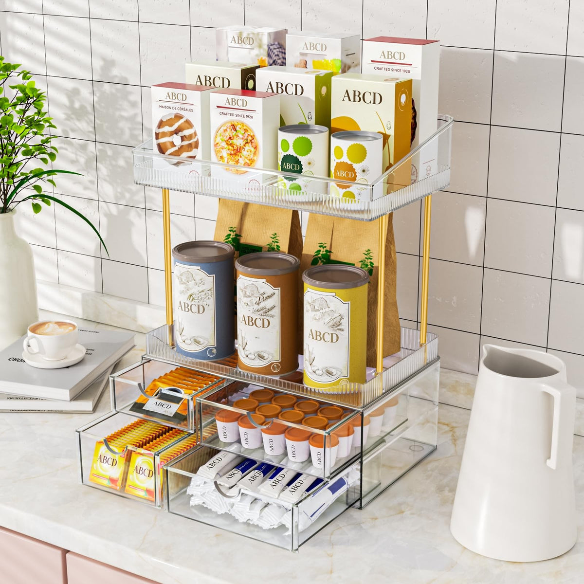 4-Drawer Makeup Organizer with 4 Tiers, Cosmetic Storage for Bathroom & Vanity