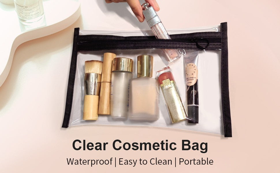 Clear Cosmetic Toiletry Bags Set - 3 Sizes Travel Organizer with Zipper