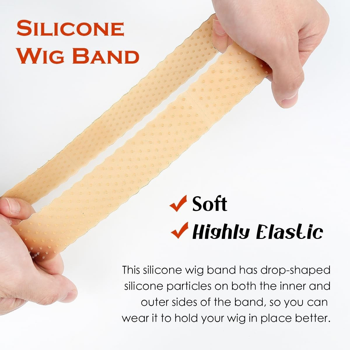 Adjustable Silicone Wig Grip Bands for Lace Front Wigs - Brown, 2 Pack