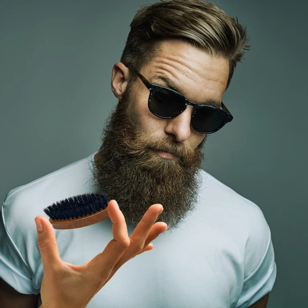 Travel Beard Brush & Comb Set - Mini Wooden Boar Bristle Grooming Kit