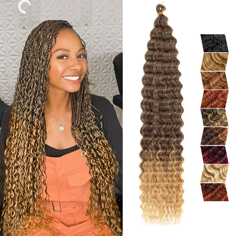 Water Wave Crochet Hair Extensions - Deep Curly Synthetic Braids, Multiple Lengths & Colors