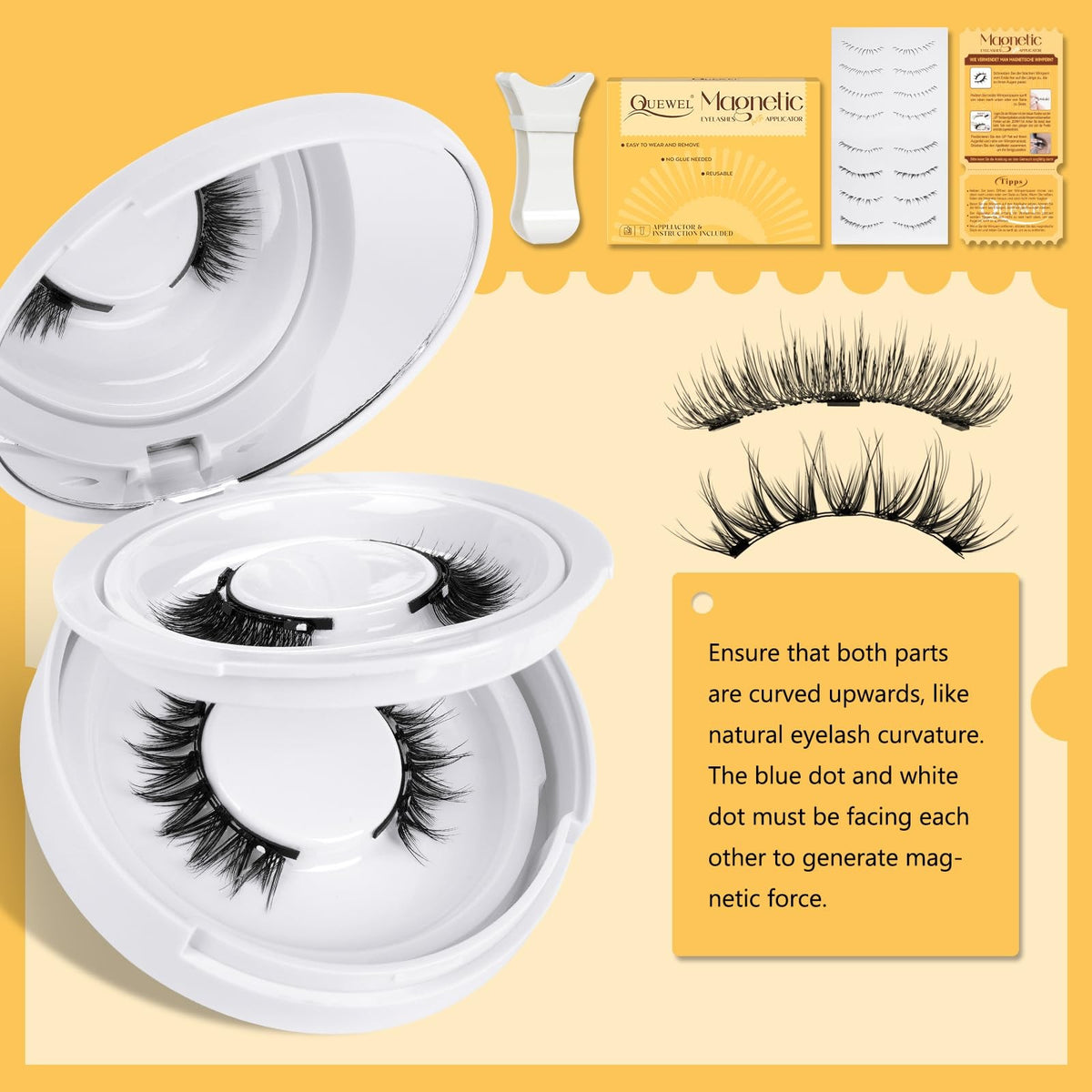 Magnetic Eyelashes Kit Reusable 2 Pairs No Glue Natural Look Easy to Apply