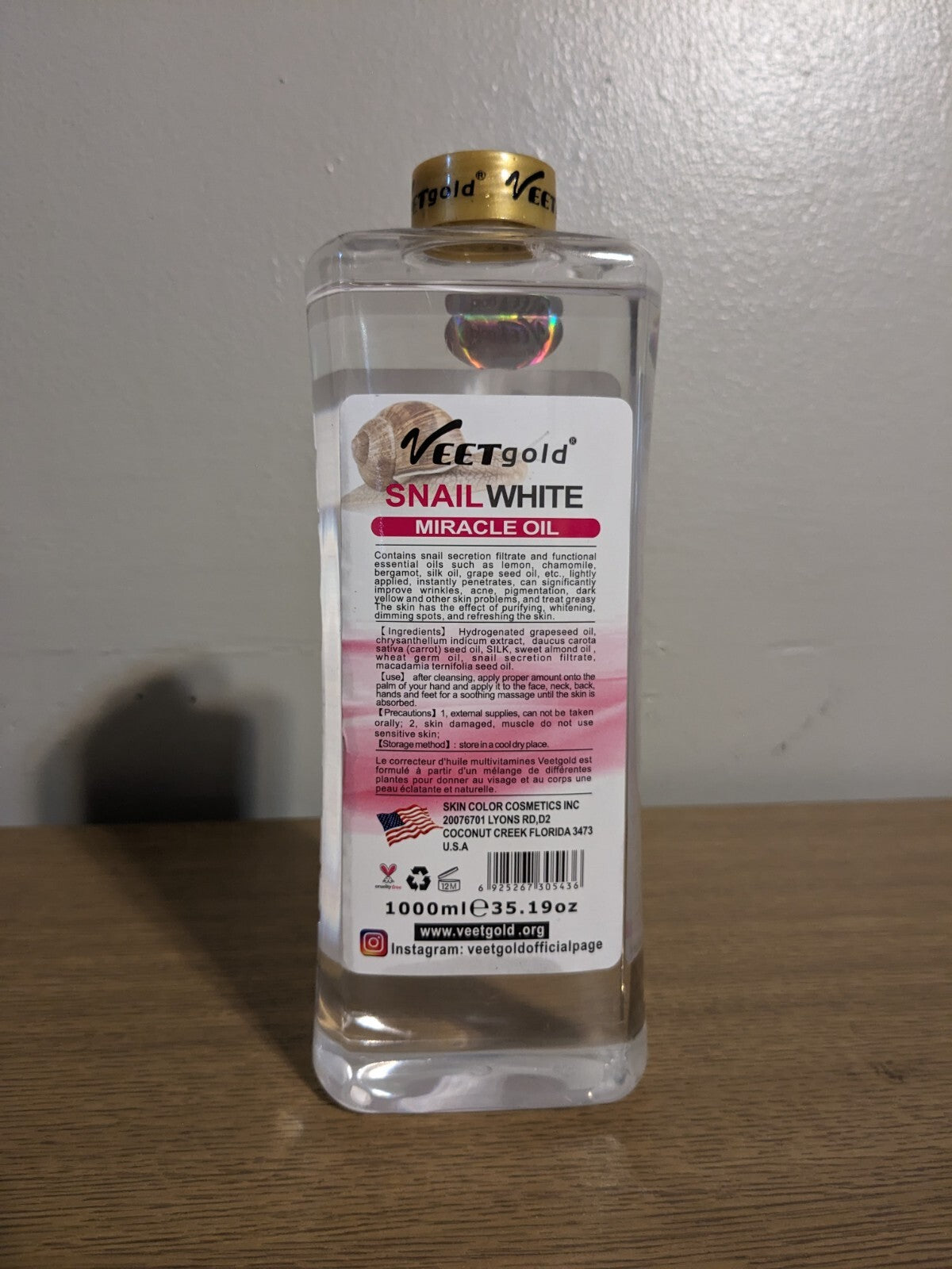 Veet Gold Snail White Body Corrector & Glowing Oil SPF 15 1000ml