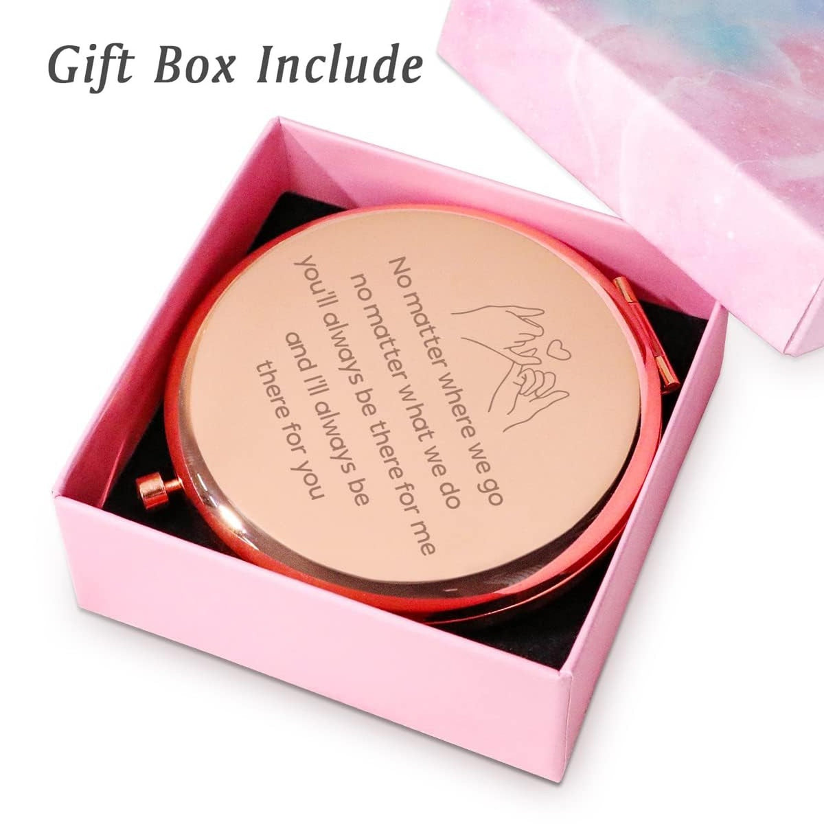 Personalized Compact Mirror Gift for Best Friend Women Girls - Custom BFF Jewelry Accessory