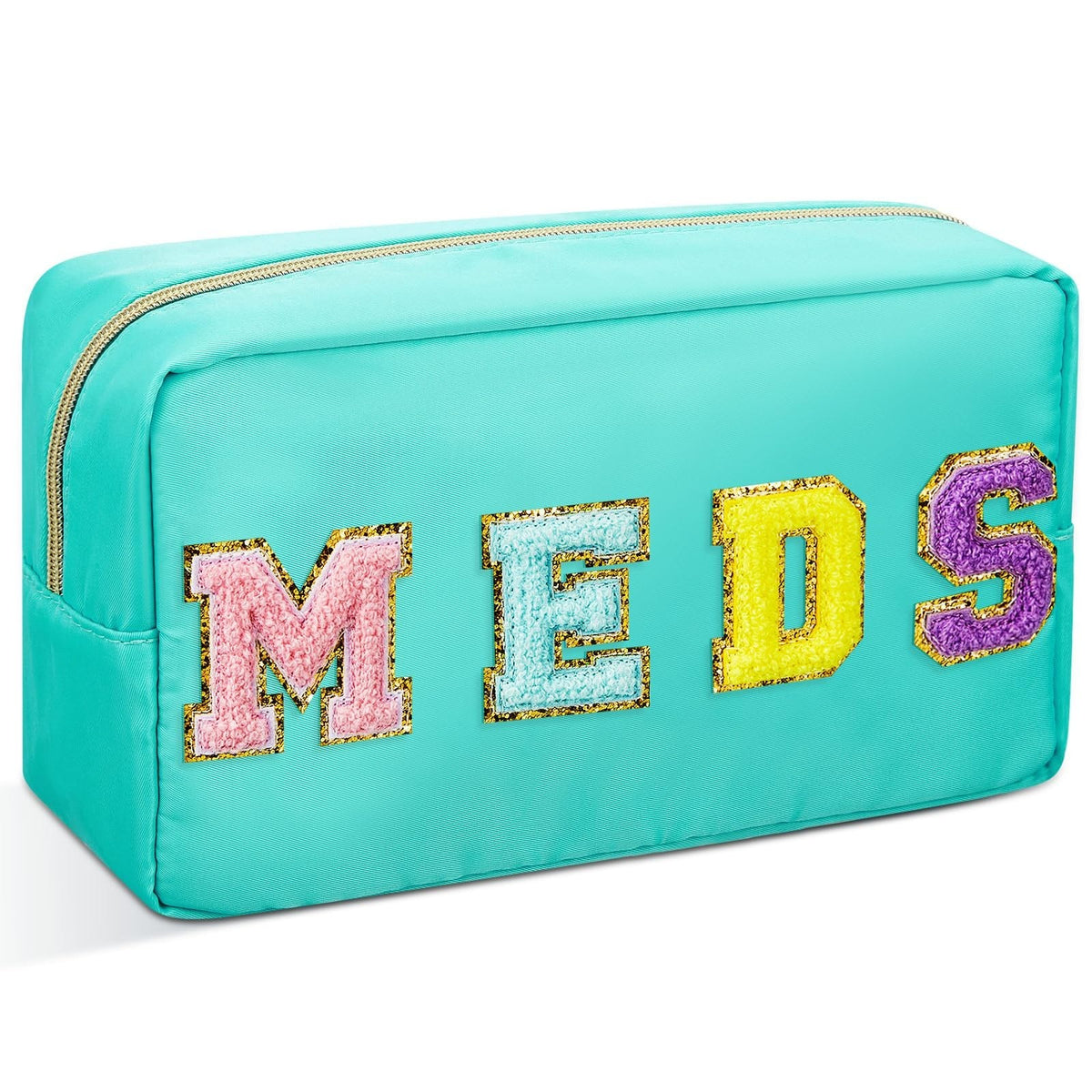 Portable Makeup & Toiletry Bag with Chenille Letter Patch – Travel Cosmetic Organizer