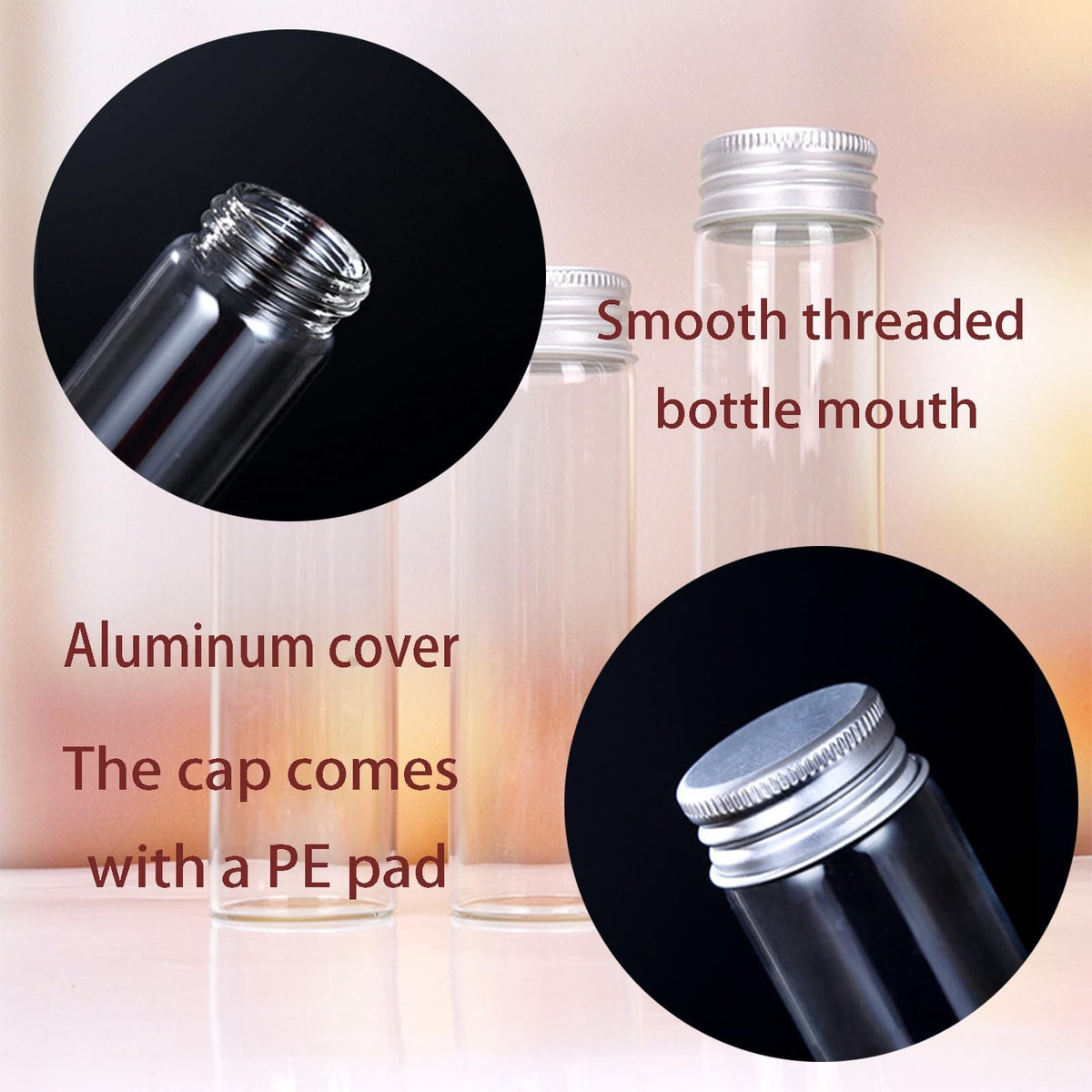 50ml Clear Glass Vials with Aluminum Screw Caps - Pack of 30