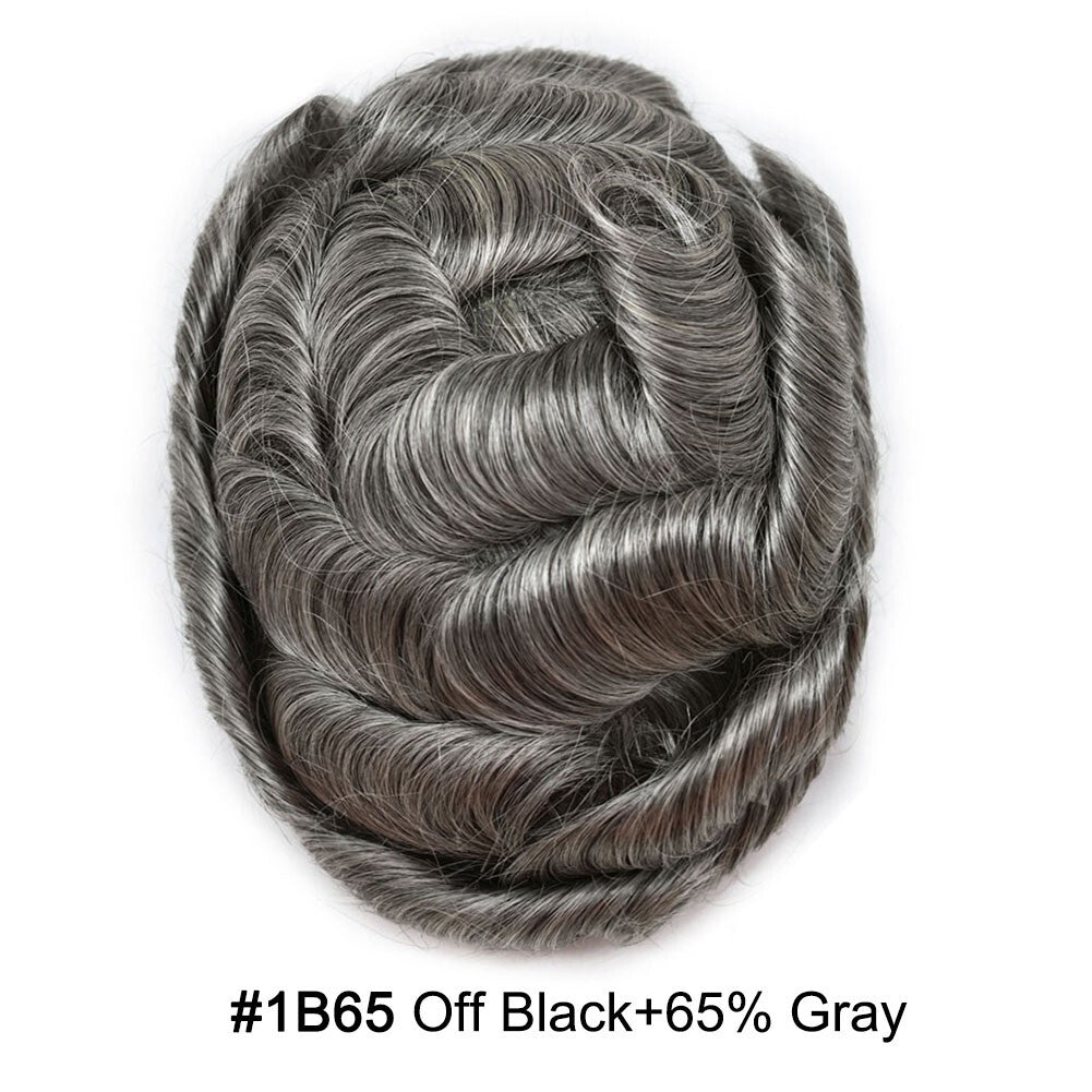 Swiss Lace Hair System for Men - Human Hair Toupee with Light Density