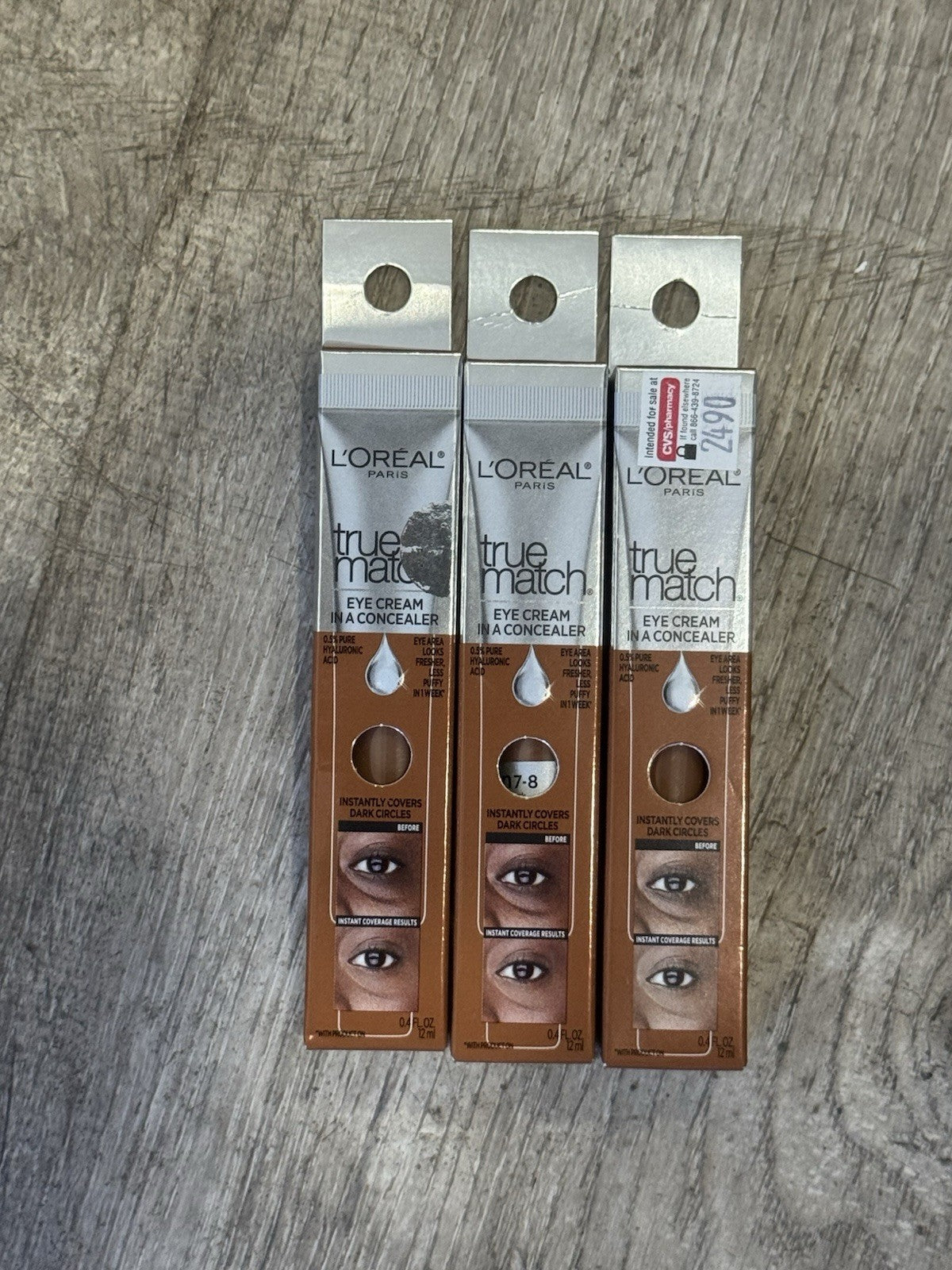 L'Oreal True Match Eye Concealer N7-8 Dark 3 Pack - Flawless Under-Eye Coverage