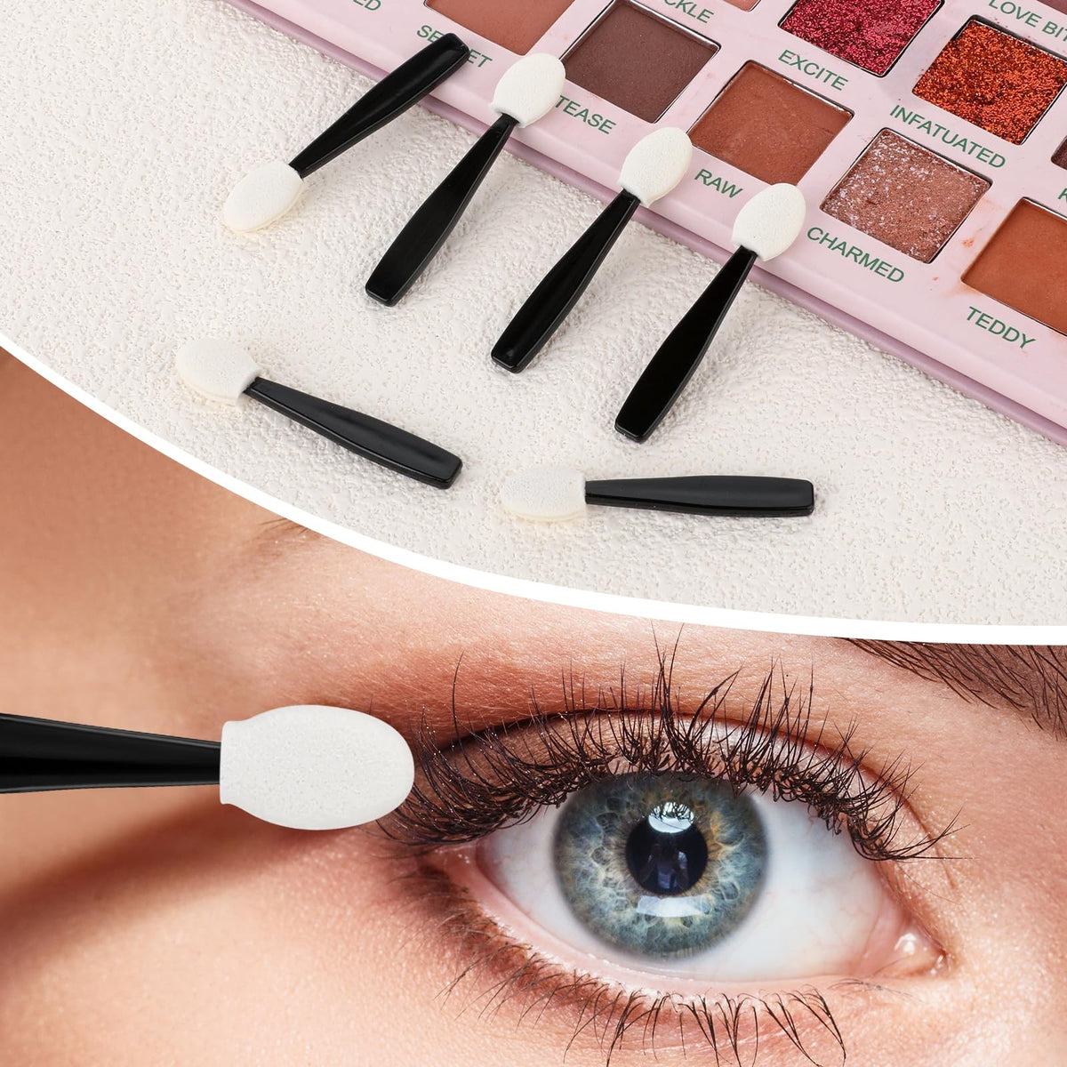 50 Pcs Eyeshadow Applicators Makeup Brushes Dual Sided for Precise Eye Makeup