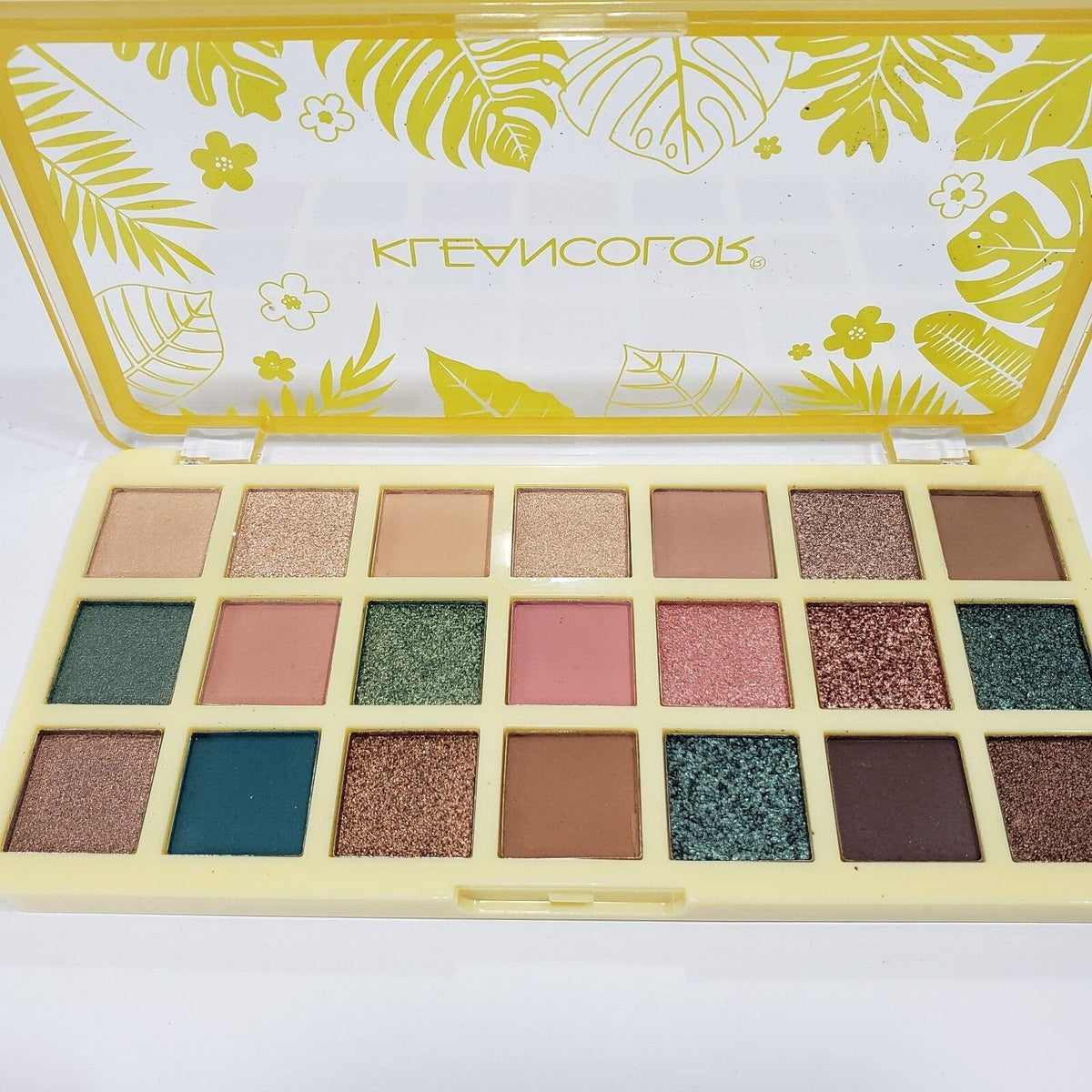Jamaican-Themed Eyeshadow Palette - Earthy Greens & Pinks, Matte & Metallic Shades