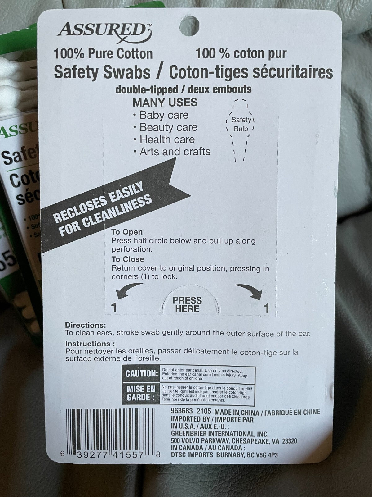 Blue Cotton Swabs 3 Inch Safety Swabs for Personal Care - 110 Pack