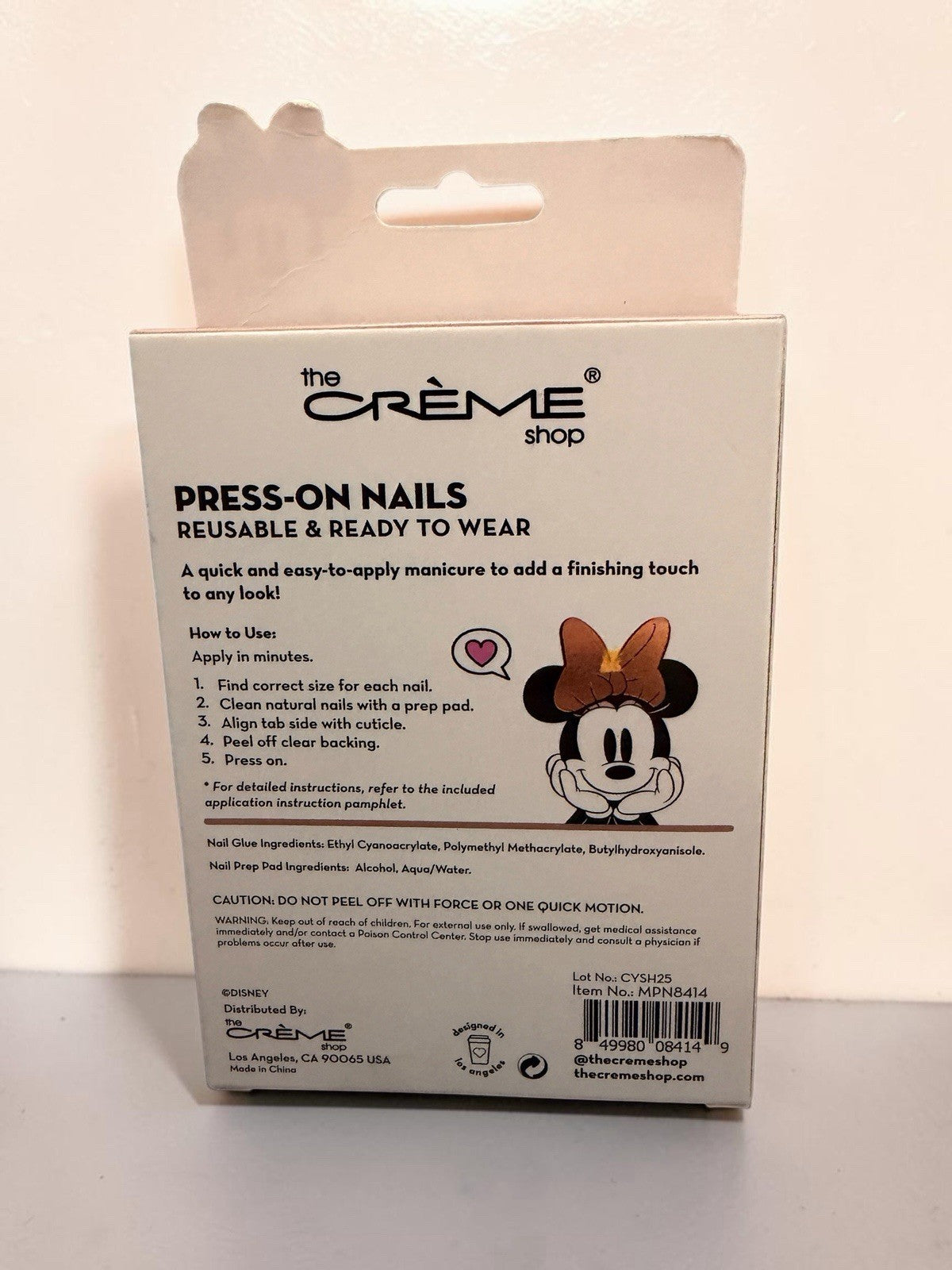 Makeup Bag Set with Minnie Mouse Press-On Nails & 3D Spa Headband
