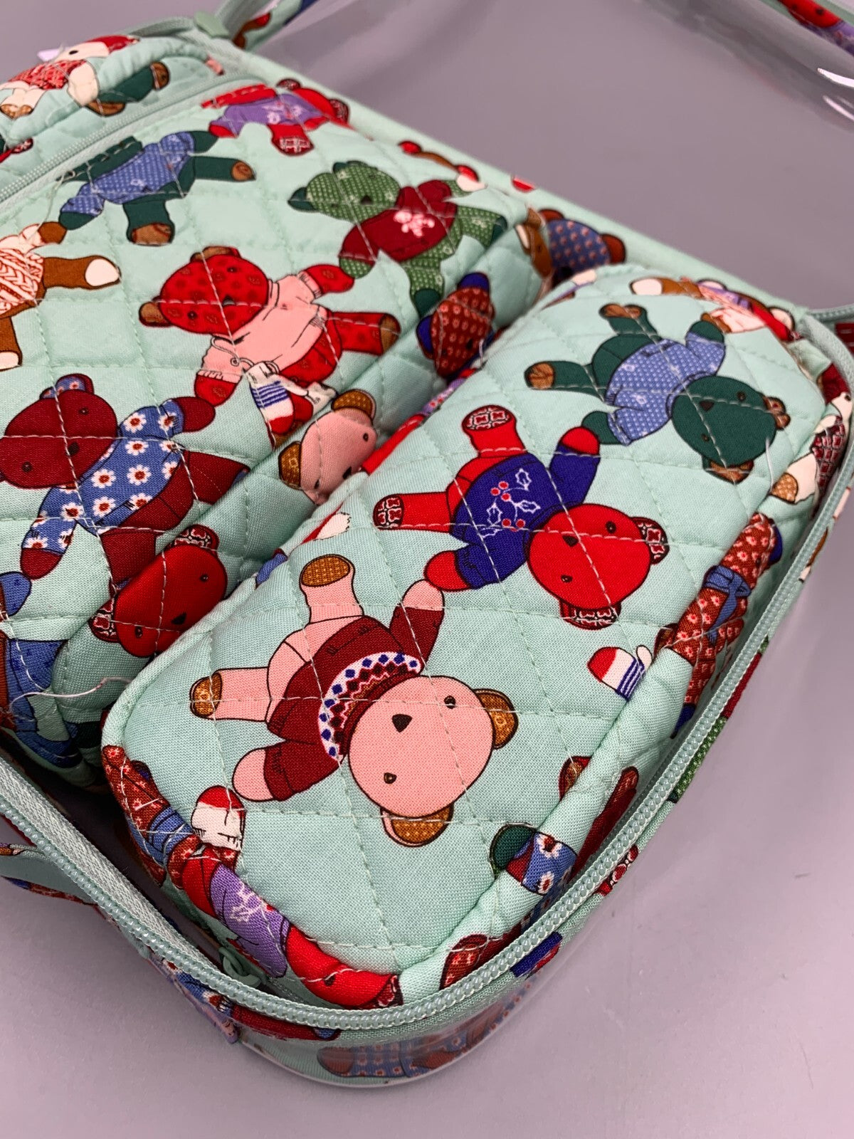 Vera Bradley Toasty Teddies 4-Piece Cosmetic Makeup Bag Set - Green