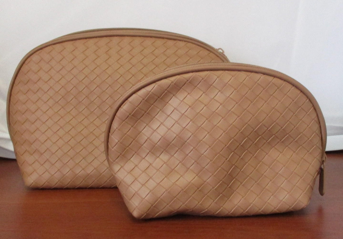 Mocha Woven 2-Piece Cosmetic Bag Set - Travel & Makeup Storage