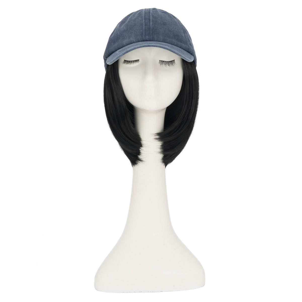 8-Inch Curly Baseball Cap with Synthetic Ponytail Hair Extensions - Natural Look