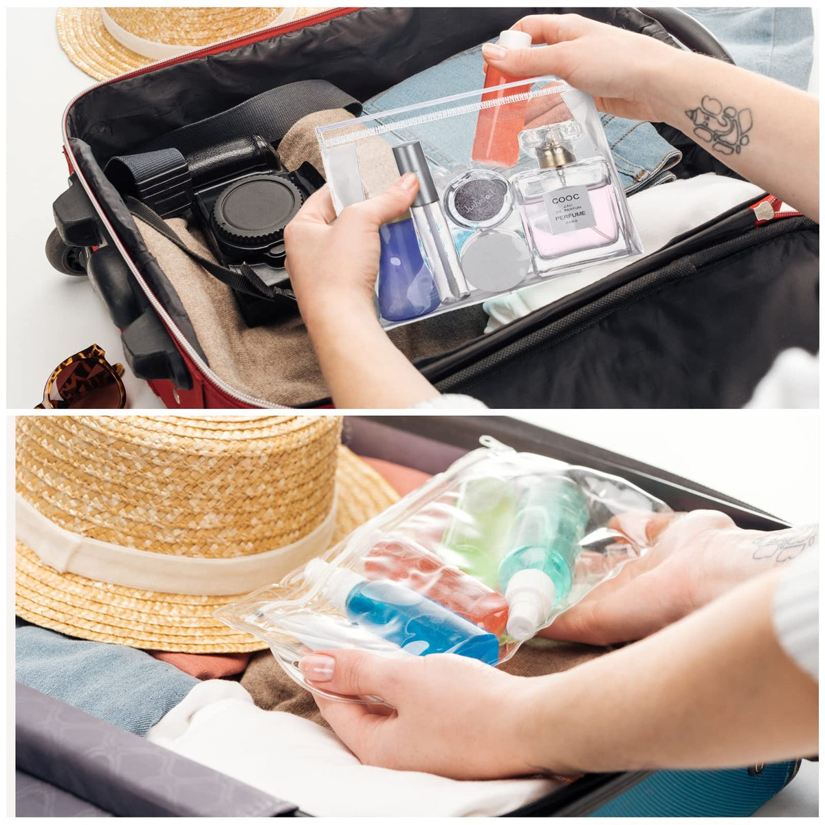50 Pcs Clear Makeup Bags Small Travel Cosmetic Zipper Pouches Waterproof PVC