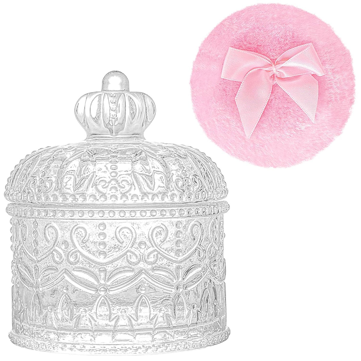 Large Body Powder Puff Set with Crystal Clear Container - Skin-Friendly Makeup Tools