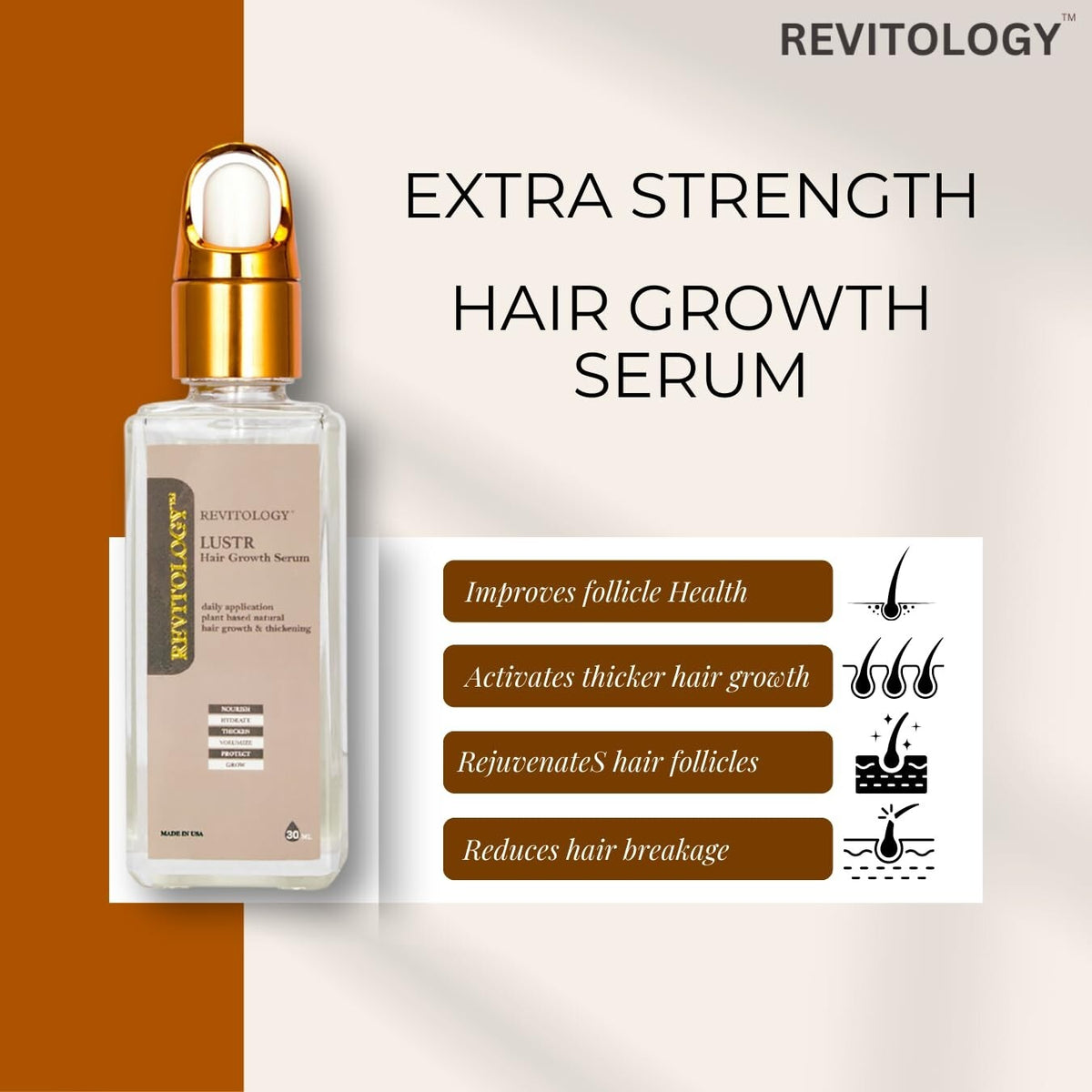 Hair Growth Serum with Rosemary Oil - 1oz Non-Greasy