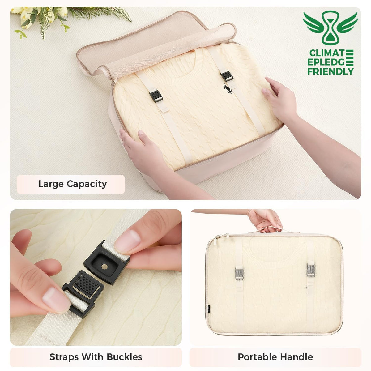 8-Piece Packing Cubes Luggage Organizers for Travel - Cream