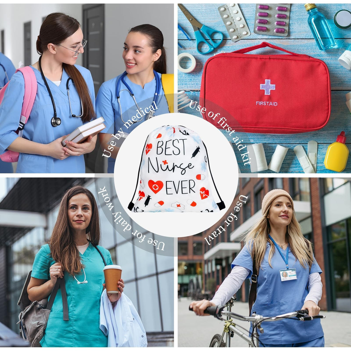 24 Pack Nurse Appreciation Gift Drawstring Backpacks for Nurse's Day & Week