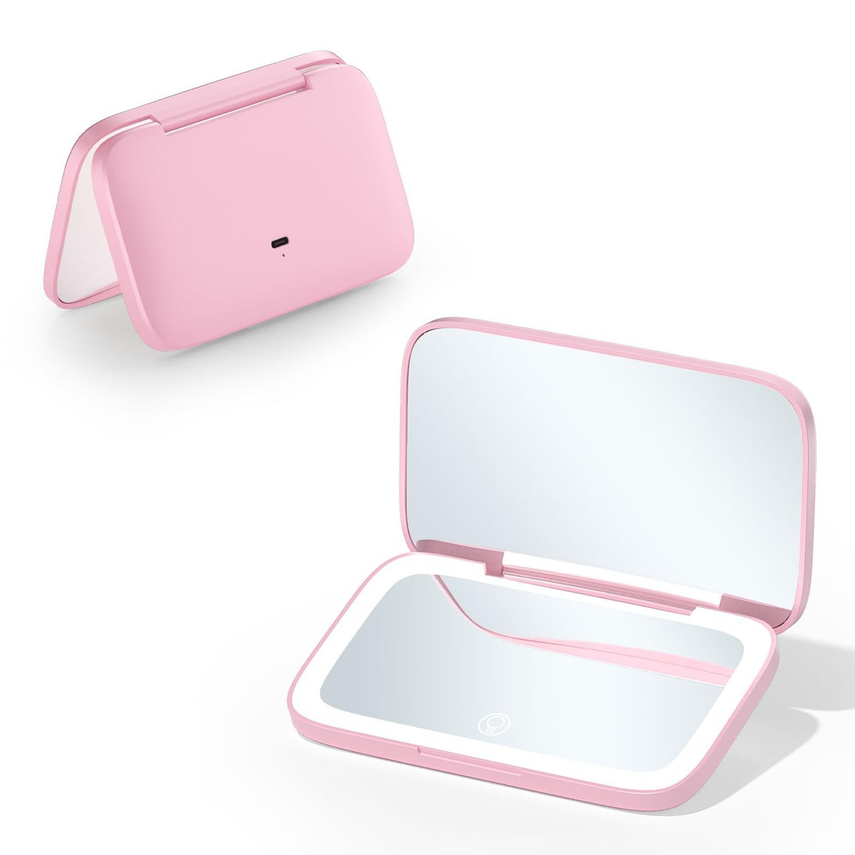 Pink Travel Makeup Mirror Compact Dual-Sided 5X/1X Magnification