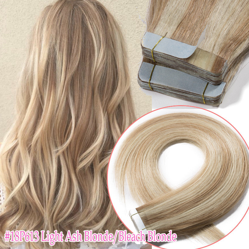 Tape-In Human Hair Extensions Full Head 150G Remy Skin Weft 12-24 Inches
