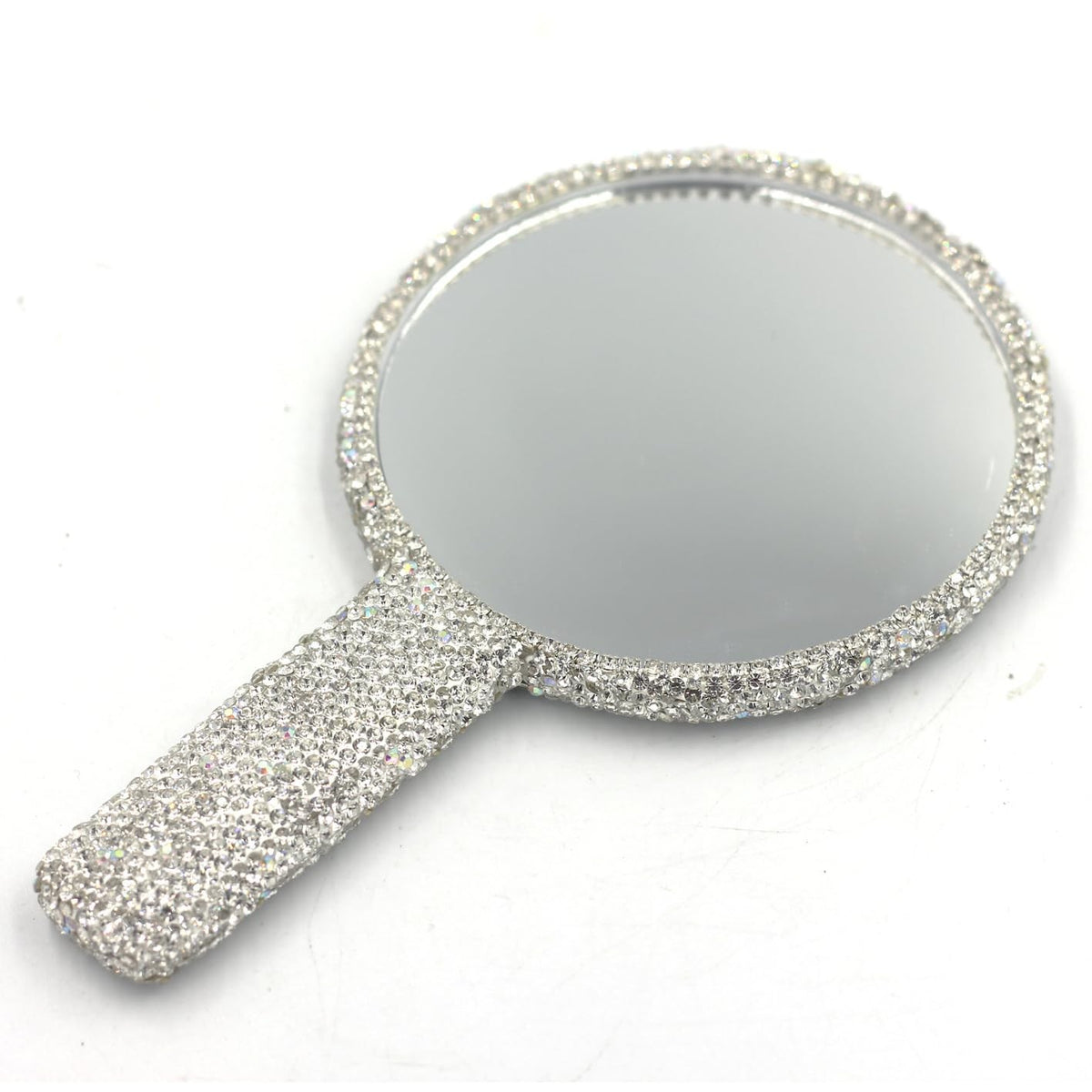 Dazzling Rhinestone Hand Mirror - Silver Makeup & Decorative Mirror