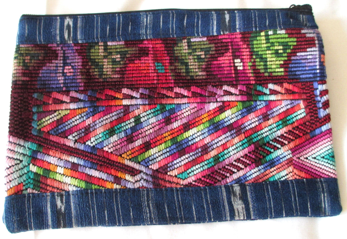 Guatemalan Handmade Huipil Wallet - Geometric Cotton Clutch with Removable Strap