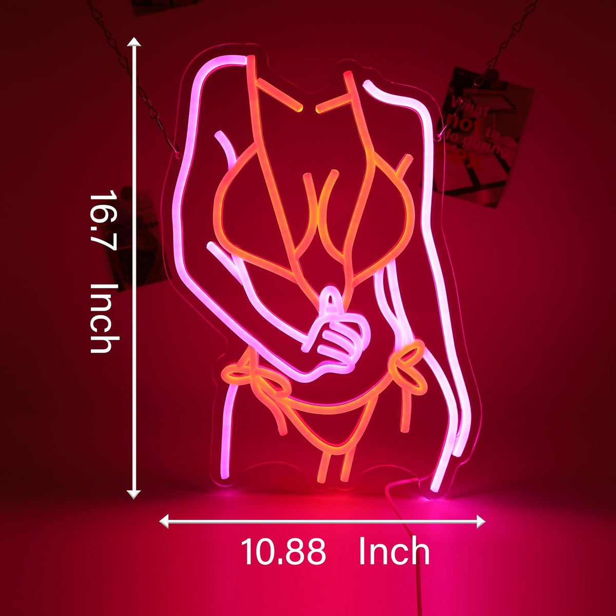 Pink Neon Sign for Bedroom Bar Salon - Ladies Body Silhouette Wall Decor
