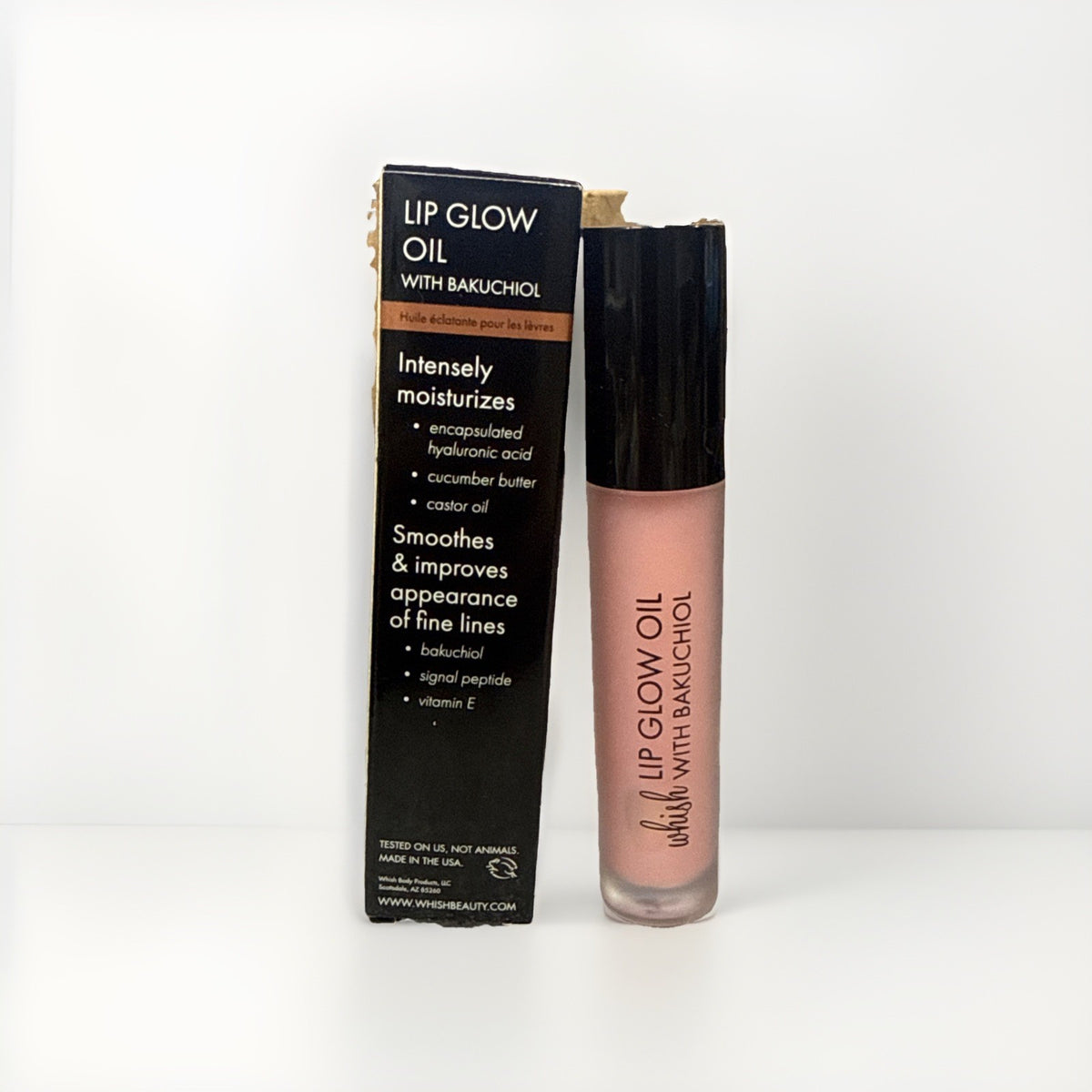 Lip Glow Oil with Bakuchiol - Tinted Pink - 5ml, Nourishing Lip Treatment
